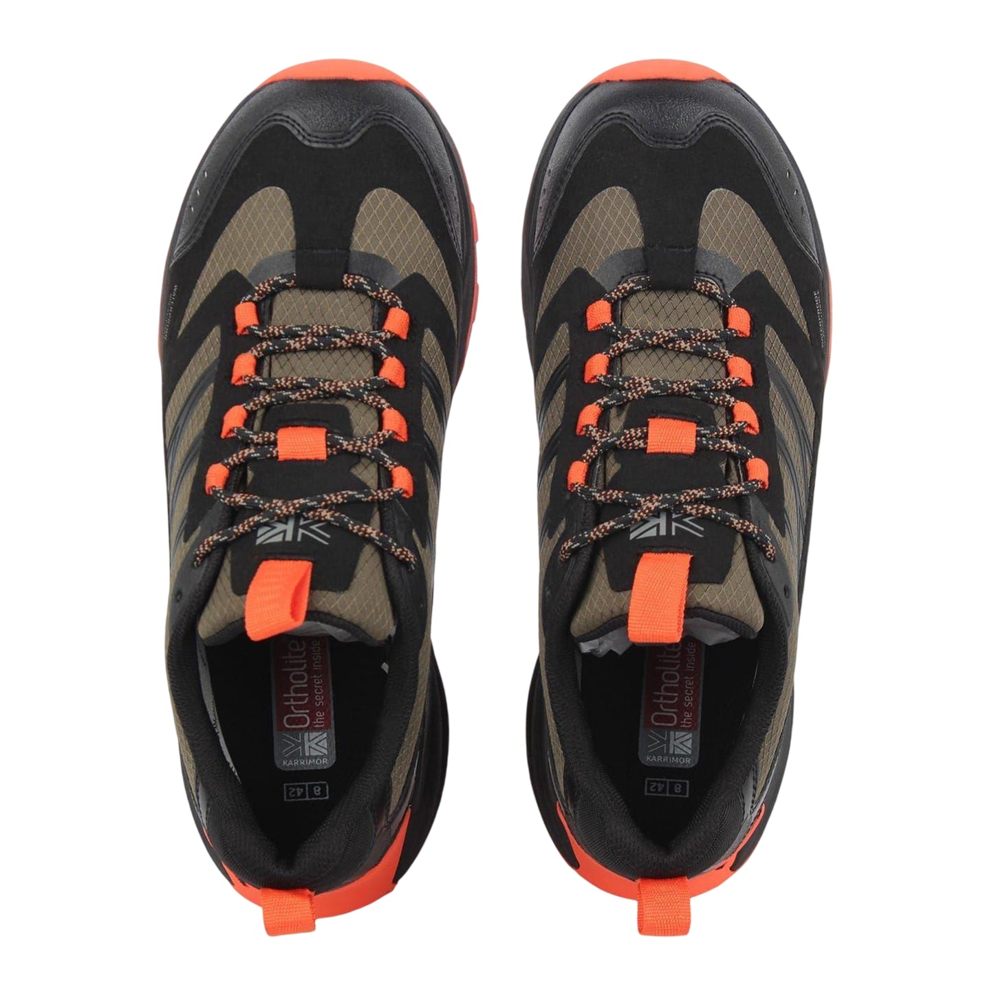 Khaki Tone-Orange - Side - Karrimor Mens Milford Hiking Shoes