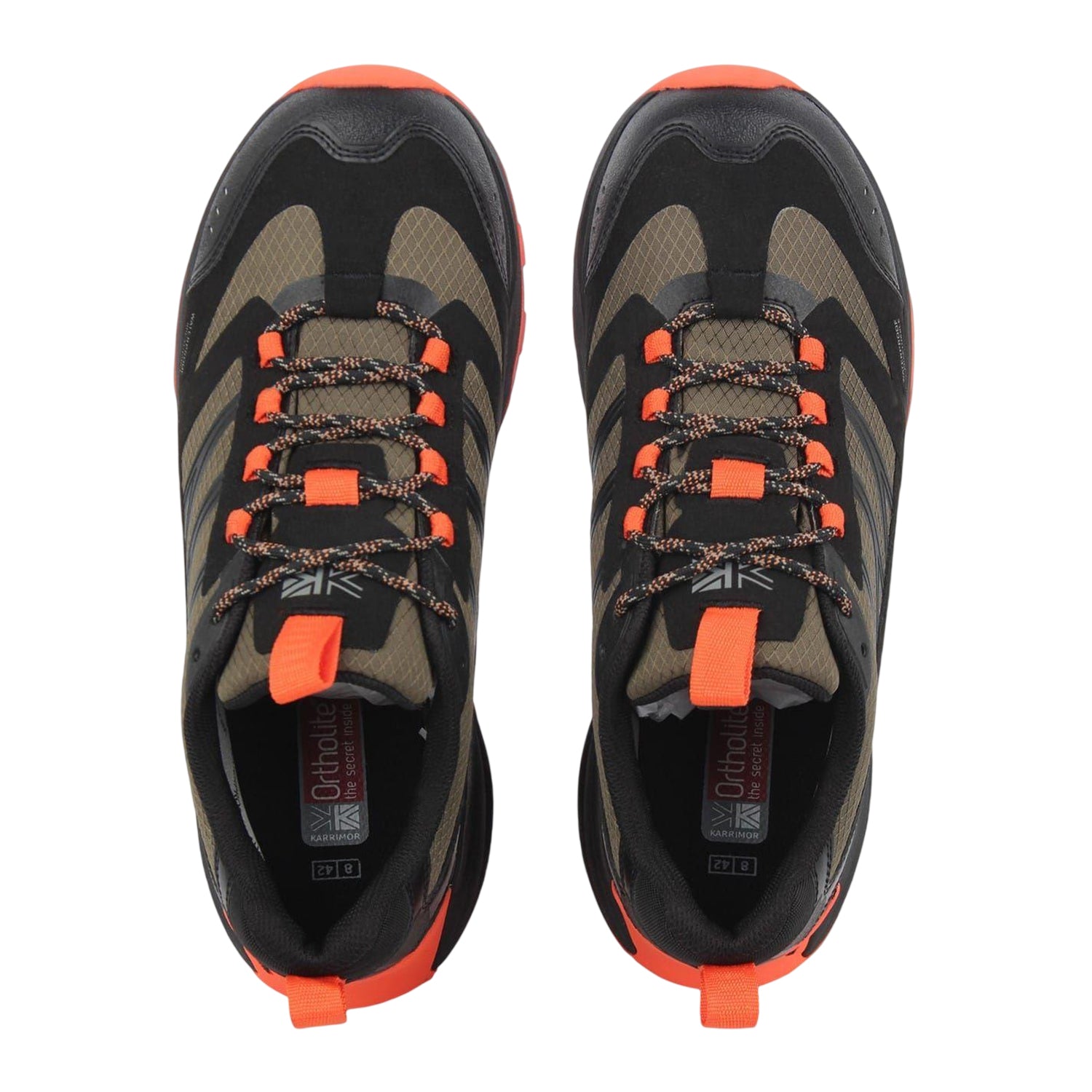 Khaki Tone-Orange - Side - Karrimor Mens Milford Hiking Shoes