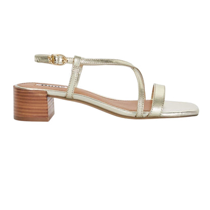 Gold - Side - Dune London Womens-Ladies Jaskell Low Block Heel Sandals