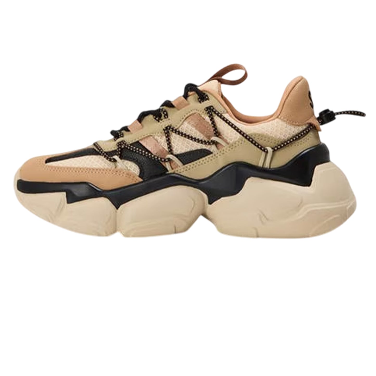 Khaki-Black - Back - Steve Madden Womens-Ladies Chunky Sole Shoes