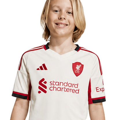 White - Side - Adidas Childrens-Kids 25-26 Liverpool FC Away Jersey