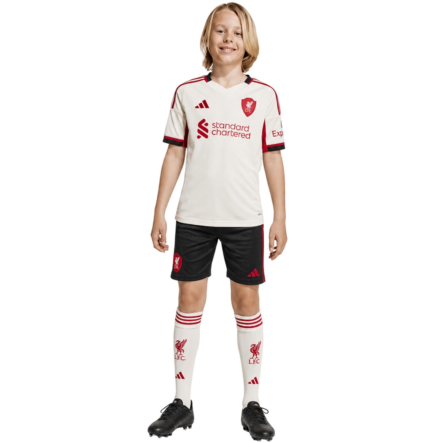 White - Pack Shot - Adidas Childrens-Kids 25-26 Liverpool FC Away Jersey