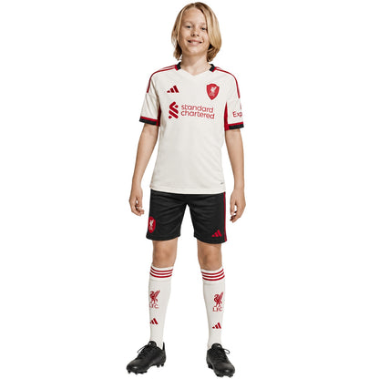 White - Pack Shot - Adidas Childrens-Kids 25-26 Liverpool FC Away Jersey