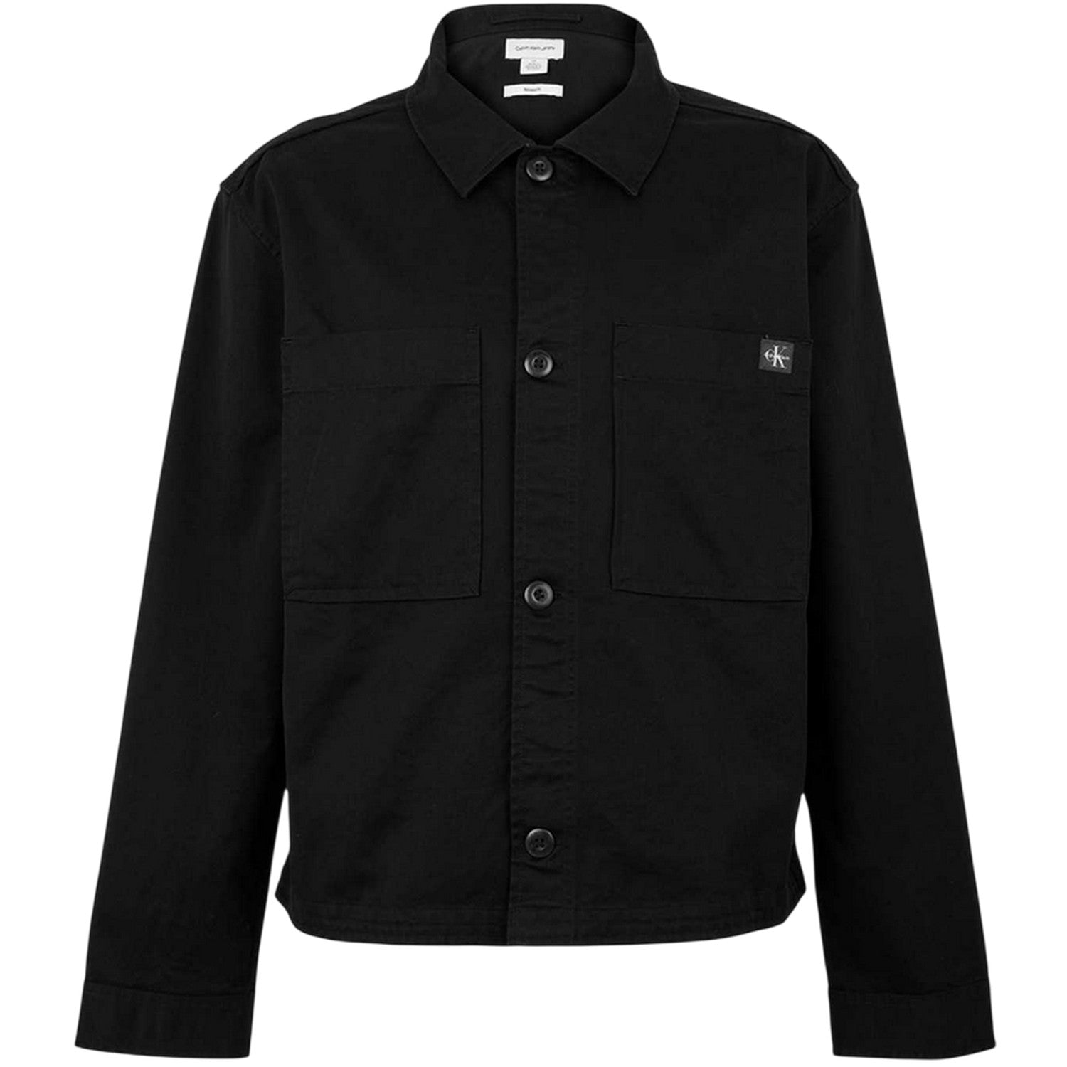 Black - Front - Calvin Klein Mens Logo Collared Overshirt