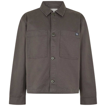 Beluga - Front - Calvin Klein Mens Logo Collared Overshirt