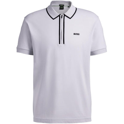Light Grey - Front - Boss Mens Quarter Zip Regular Short-Sleeved Polo Shirt