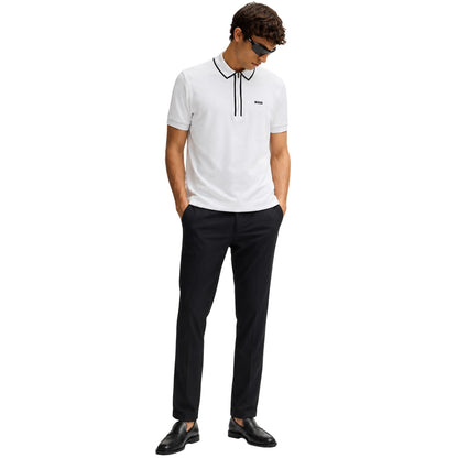 Light Grey - Lifestyle - Boss Mens Quarter Zip Regular Short-Sleeved Polo Shirt