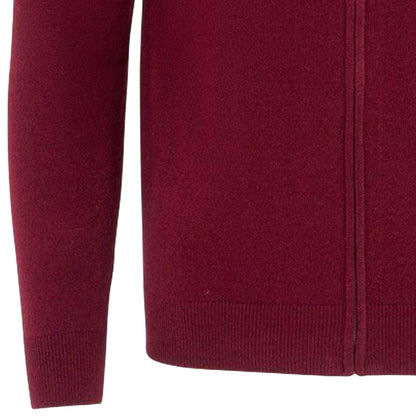 Burgundy - Side - Lee Cooper Mens Acrylic Full Zip Hoodie