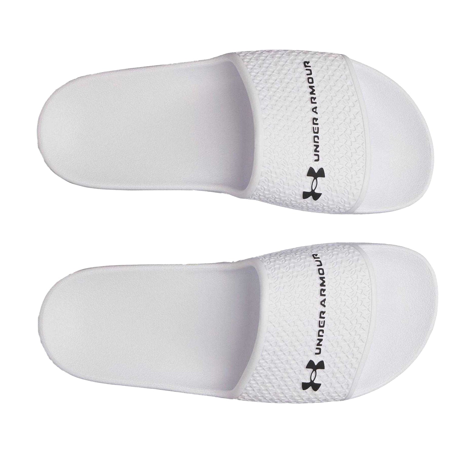 White-Black - Side - Under Armour Womens-Ladies Lite Single Strap Sliders