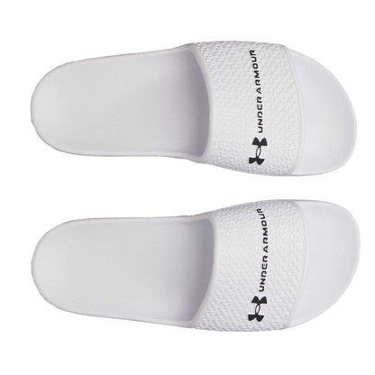White-Black - Side - Under Armour Womens-Ladies Lite Single Strap Sliders
