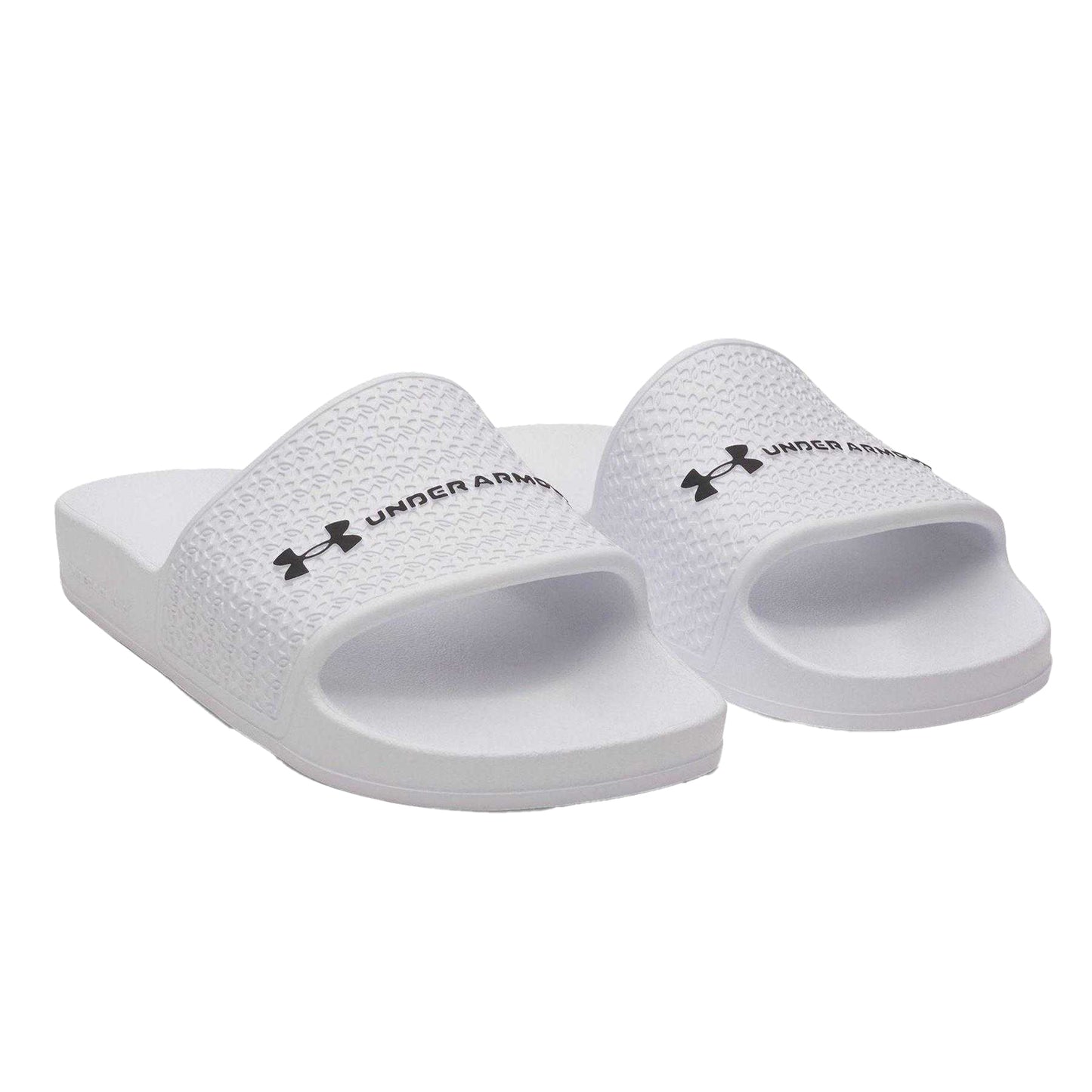 White-Black - Pack Shot - Under Armour Womens-Ladies Lite Single Strap Sliders