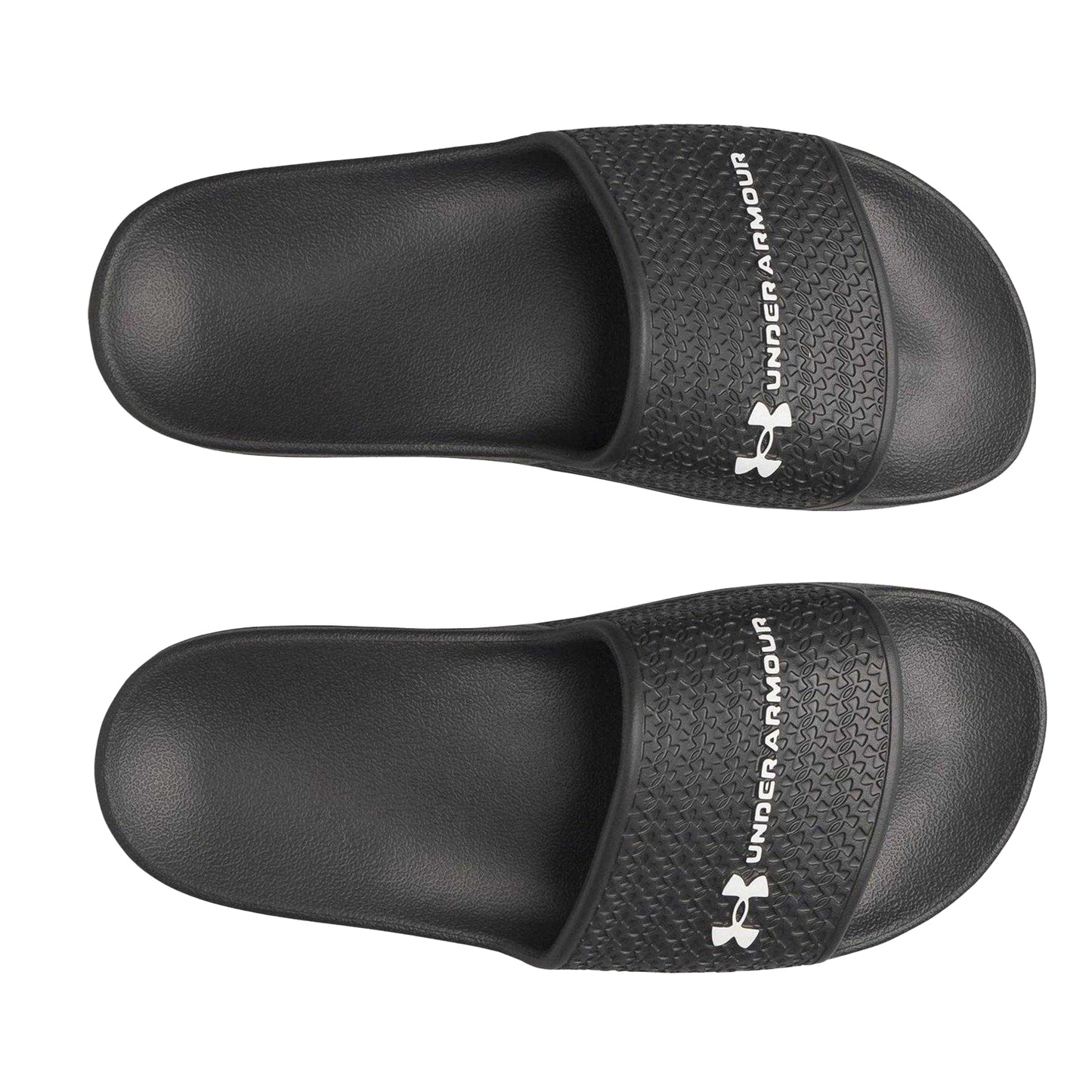 Black-White - Side - Under Armour Womens-Ladies Lite Single Strap Sliders