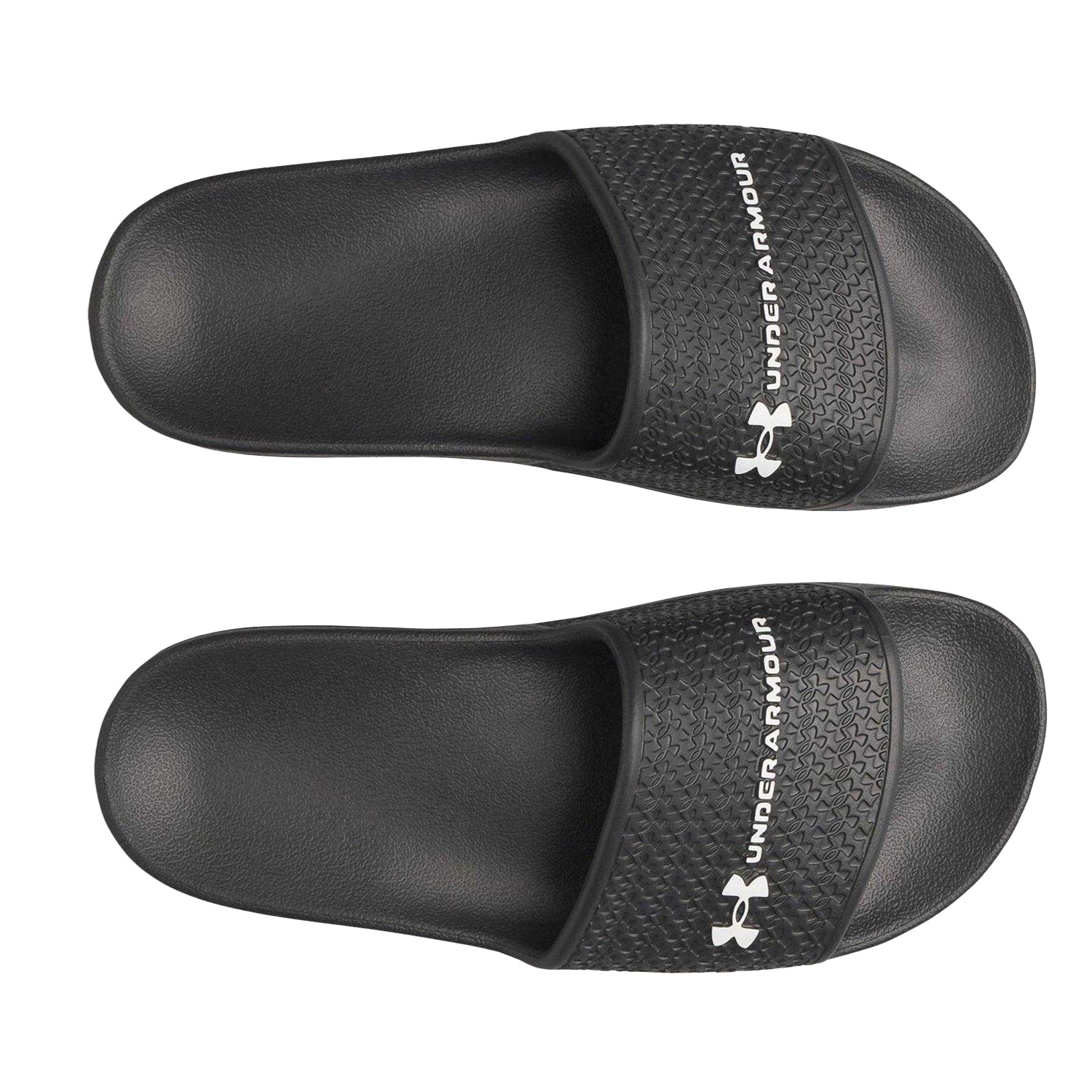 Black-White - Side - Under Armour Womens-Ladies Lite Single Strap Sliders