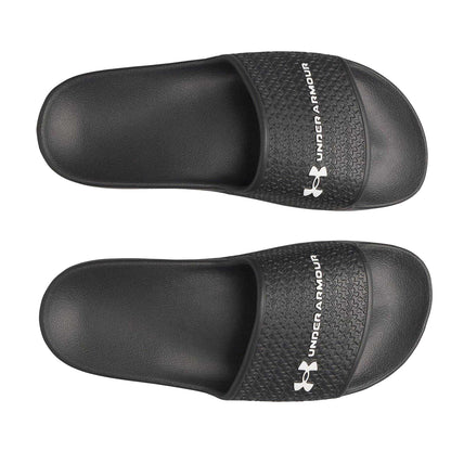 Black-White - Side - Under Armour Womens-Ladies Lite Single Strap Sliders