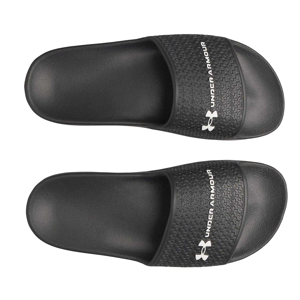 Black-White - Side - Under Armour Womens-Ladies Lite Single Strap Sliders