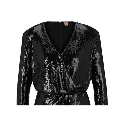 Black - Back - Boss Womens-Ladies Epalleta Dress