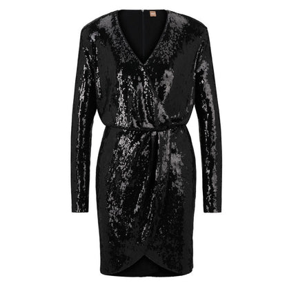 Black - Front - Boss Womens-Ladies Epalleta Dress