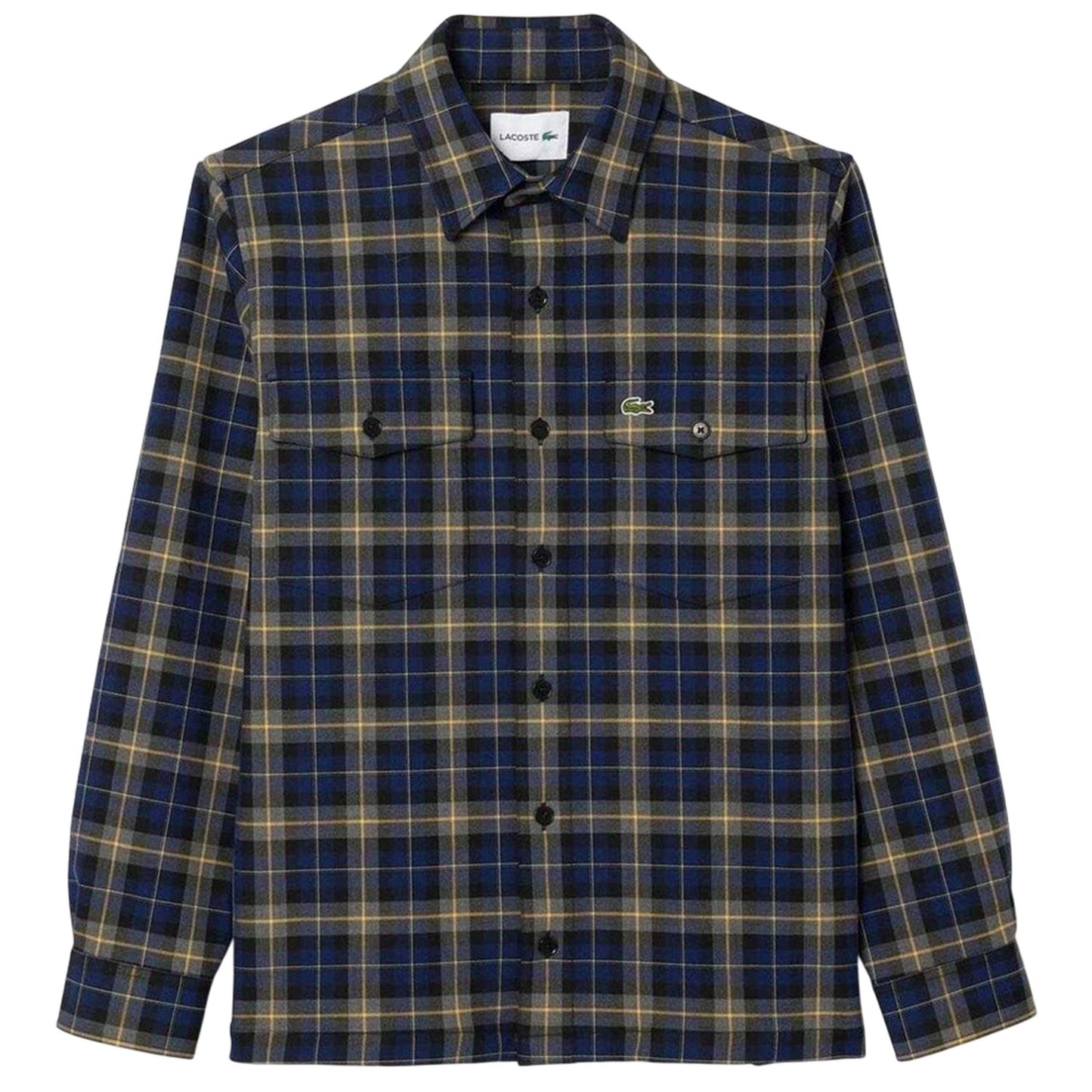 Navy - Front - Lacoste Mens Checked Embroidered Overshirt