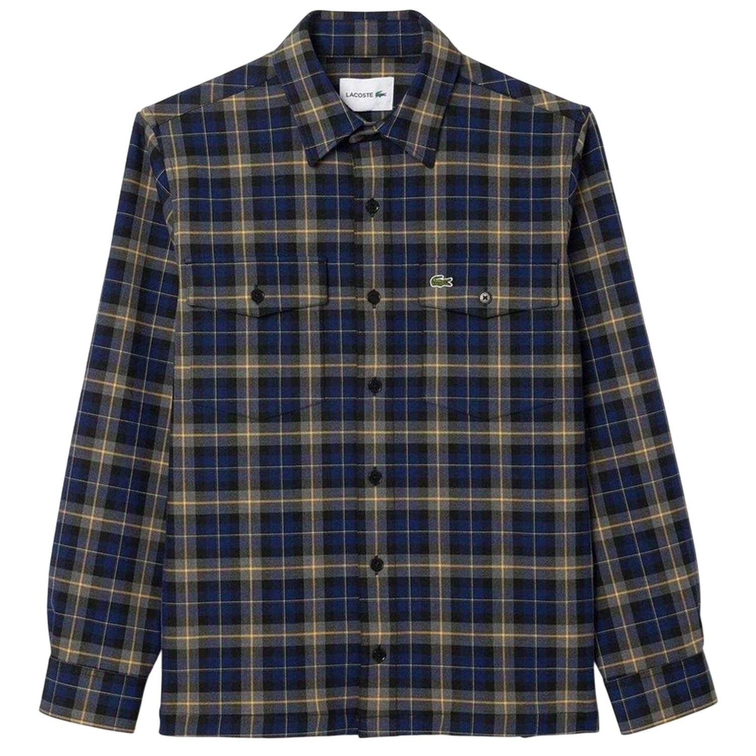 Navy - Front - Lacoste Mens Checked Embroidered Overshirt