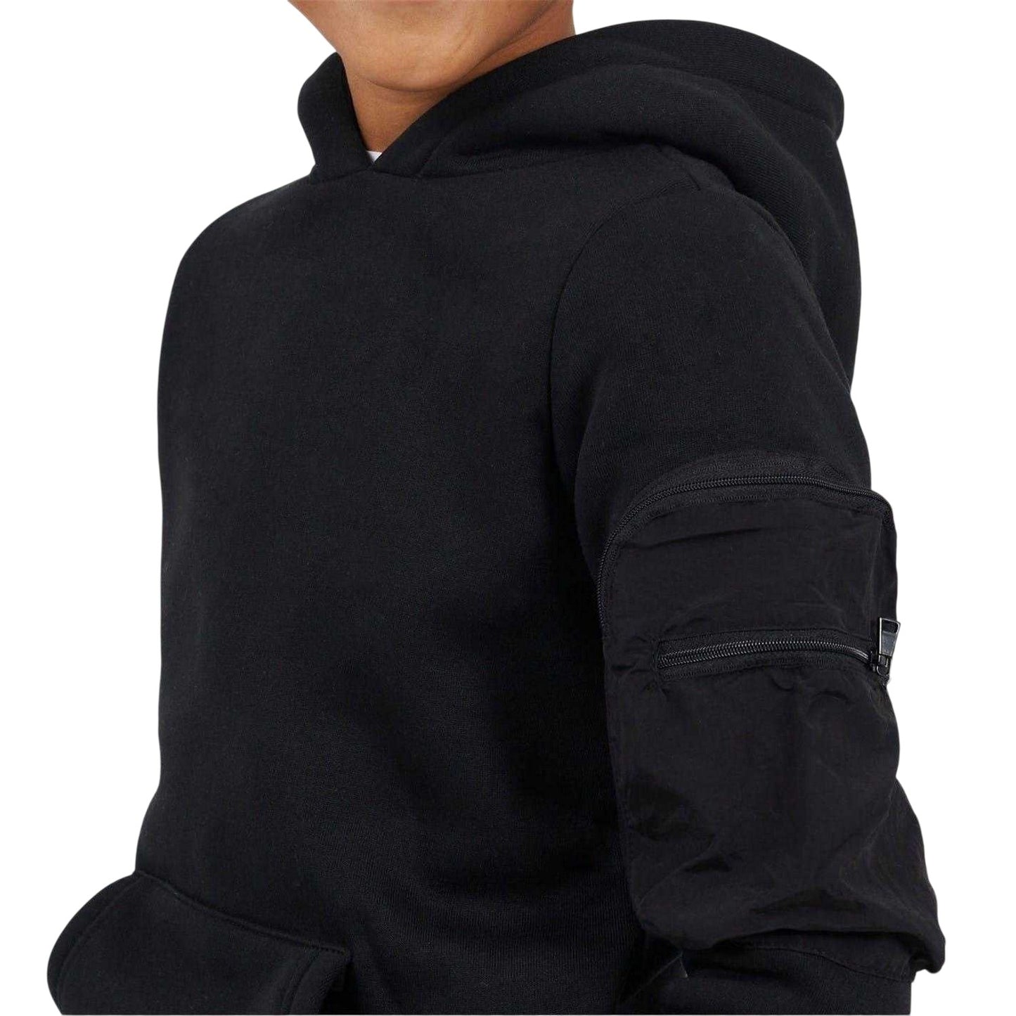 Black - Side - Brave Soul Boys Long-Sleeved Drawstring Hoodie