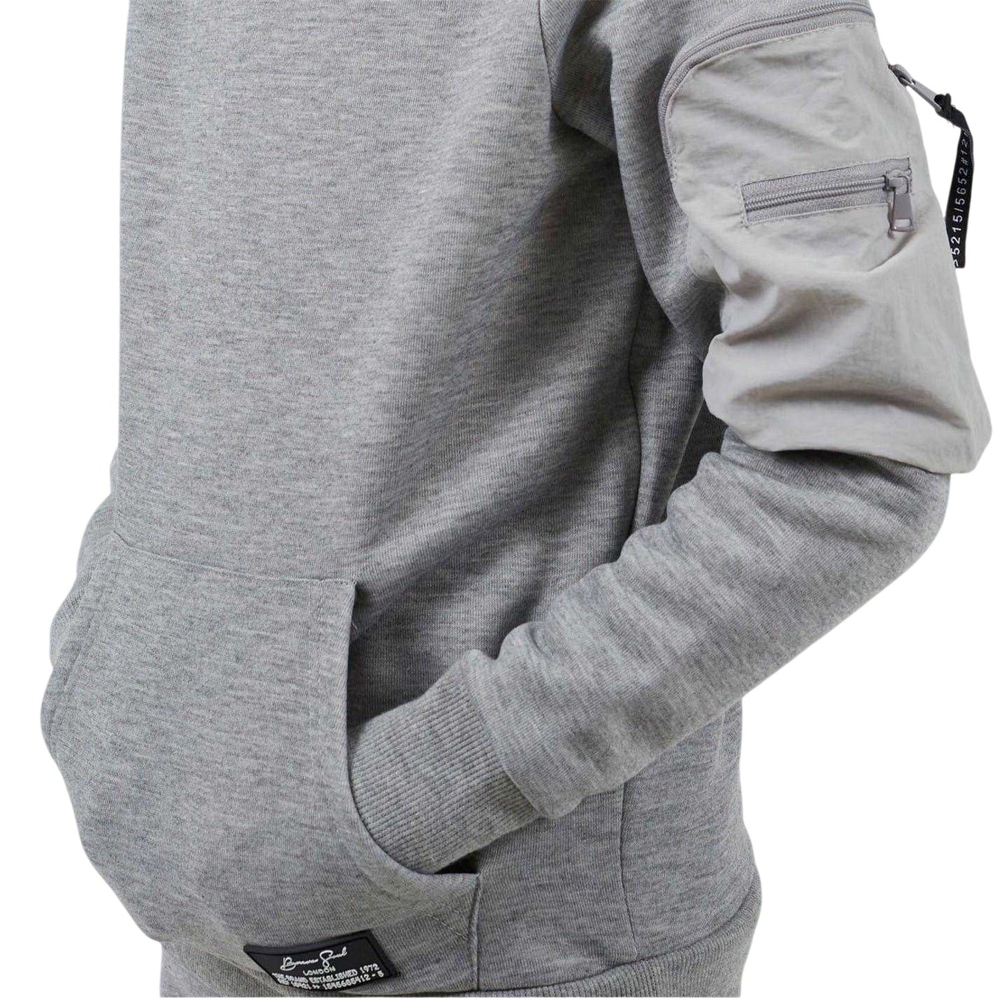 Light Grey - Side - Brave Soul Boys Long-Sleeved Drawstring Hoodie