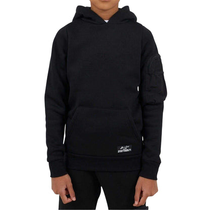 Black - Front - Brave Soul Boys Long-Sleeved Drawstring Hoodie