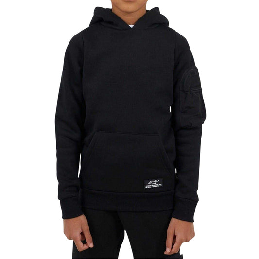 Black - Front - Brave Soul Boys Long-Sleeved Drawstring Hoodie