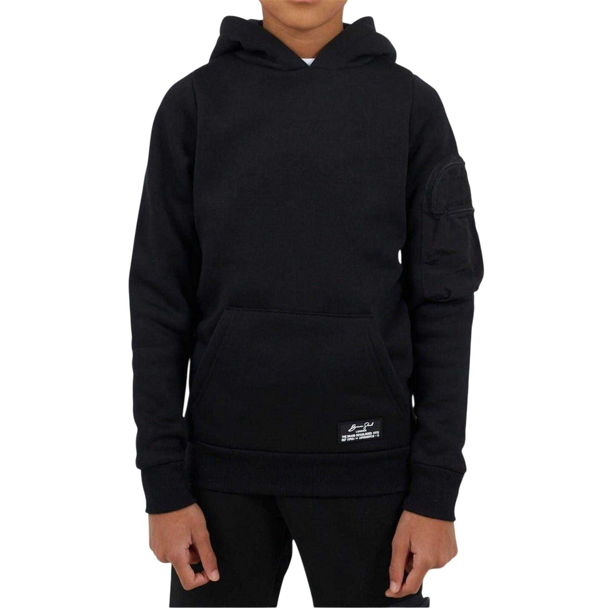 Black - Front - Brave Soul Boys Long-Sleeved Drawstring Hoodie