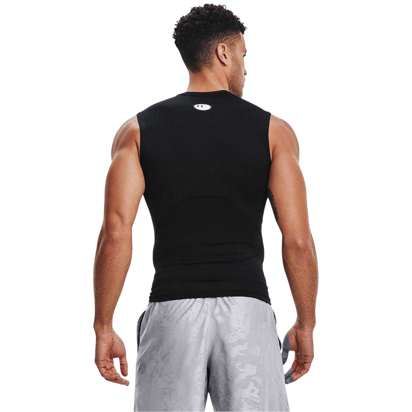 Black - Back - Under Armour Mens HeatGear Sleeveless Compression Shirt