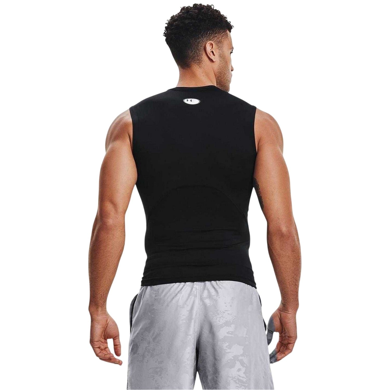 Black - Back - Under Armour Mens HeatGear Sleeveless Compression Shirt