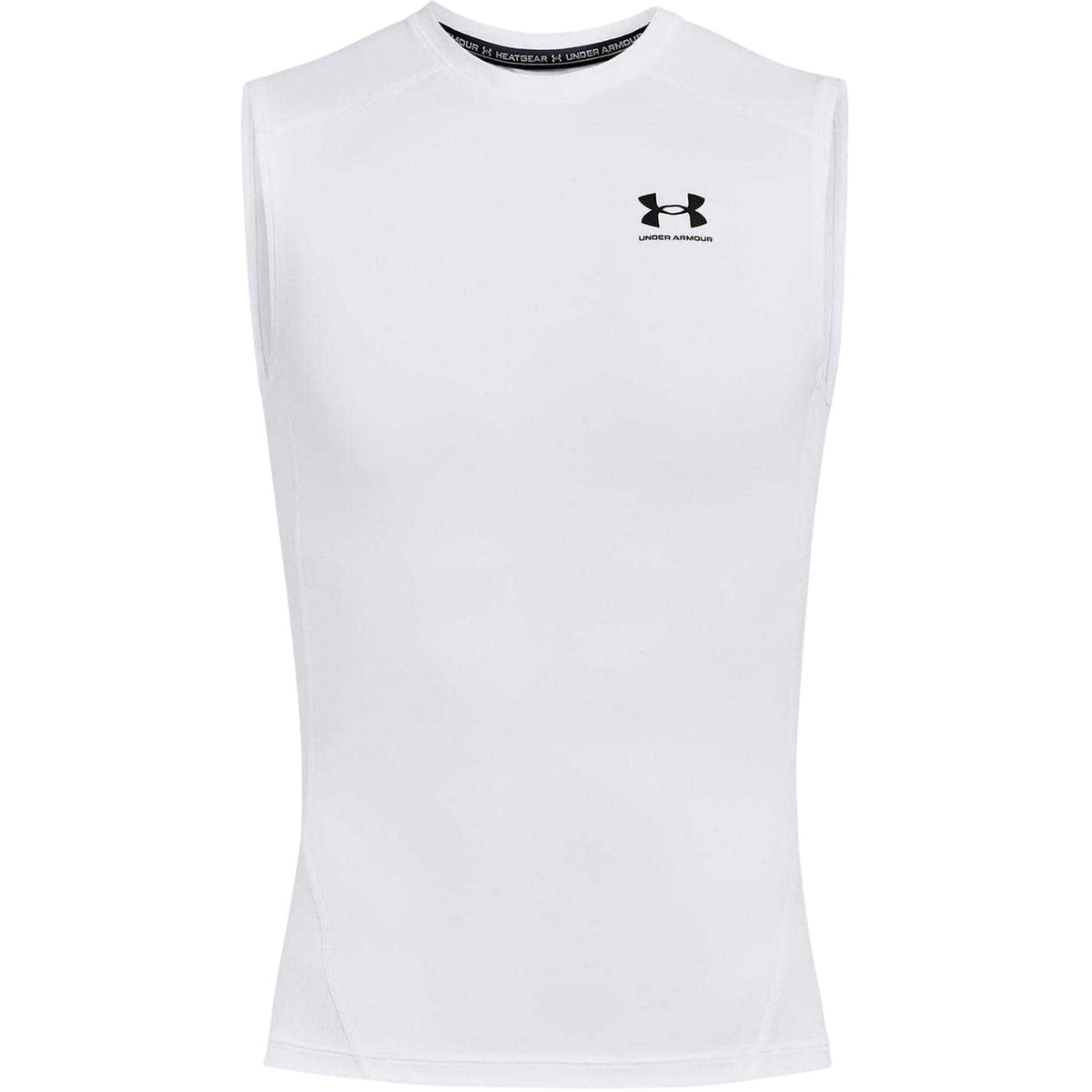 White-Black - Front - Under Armour Mens HeatGear Sleeveless Compression Shirt
