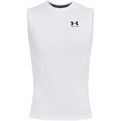 White-Black - Front - Under Armour Mens HeatGear Sleeveless Compression Shirt