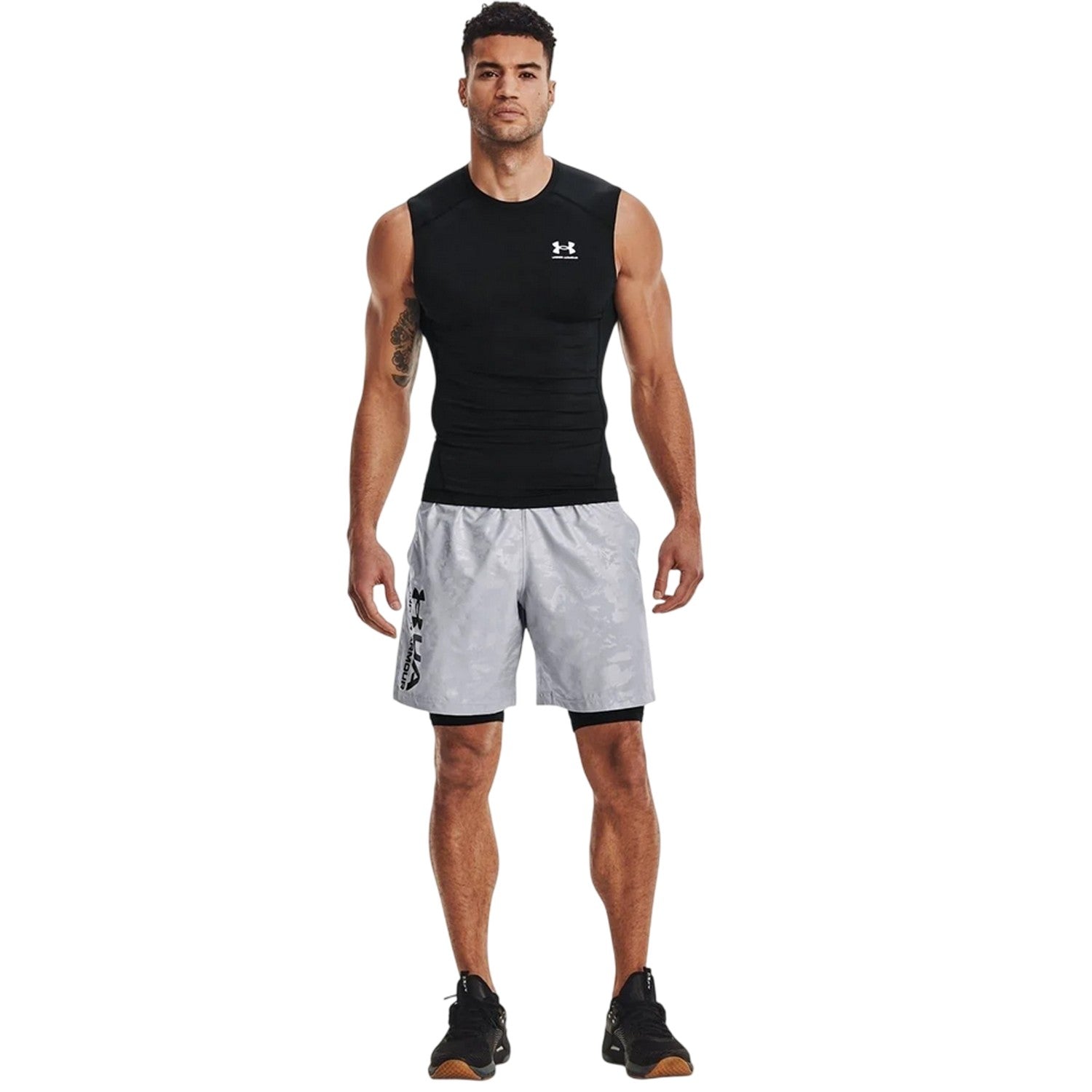 Black - Lifestyle - Under Armour Mens HeatGear Sleeveless Compression Shirt