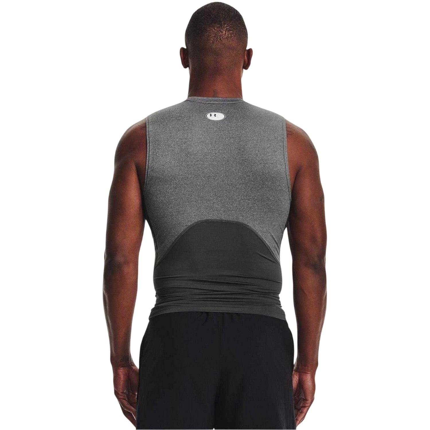 Carbon Heather - Back - Under Armour Mens HeatGear Sleeveless Compression Shirt