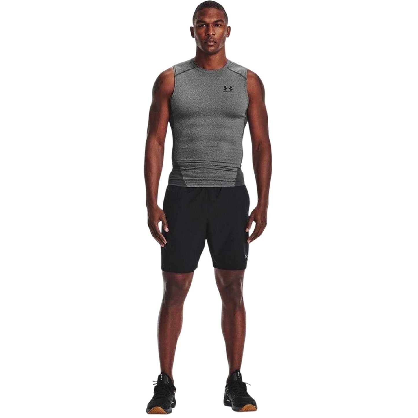 Black - Pack Shot - Under Armour Mens HeatGear Sleeveless Compression Shirt