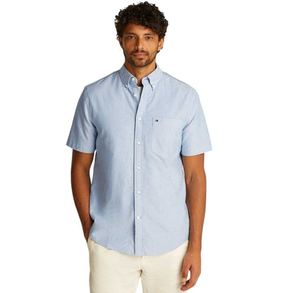 Blue - Side - Tommy Hilfiger Mens Oxford Short-Sleeved Shirt