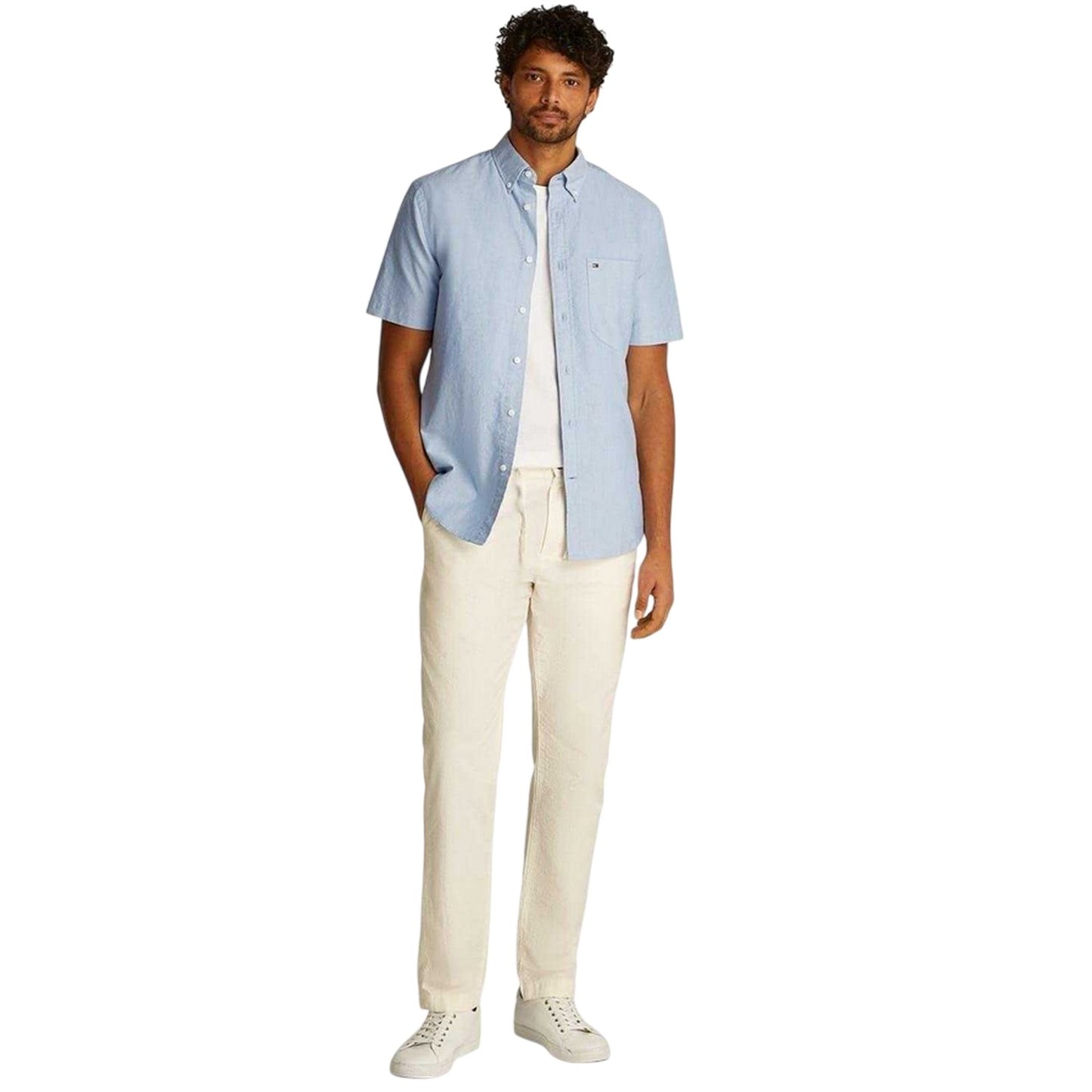 Blue - Pack Shot - Tommy Hilfiger Mens Oxford Short-Sleeved Shirt