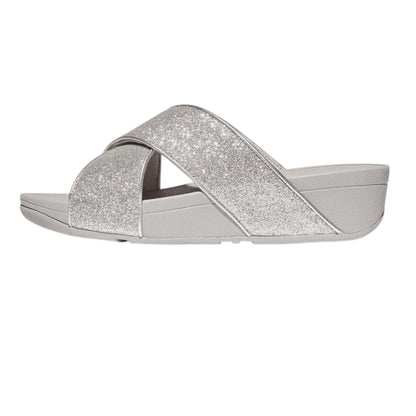 Silver - Back - FitFlop Womens-Ladies Glitterdust Cross Strap Sandals