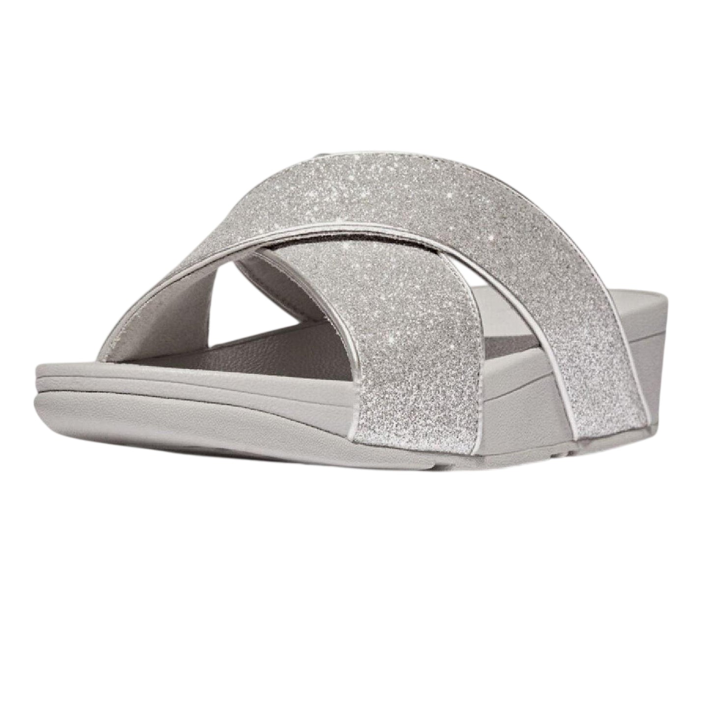 Silver - Front - FitFlop Womens-Ladies Glitterdust Cross Strap Sandals