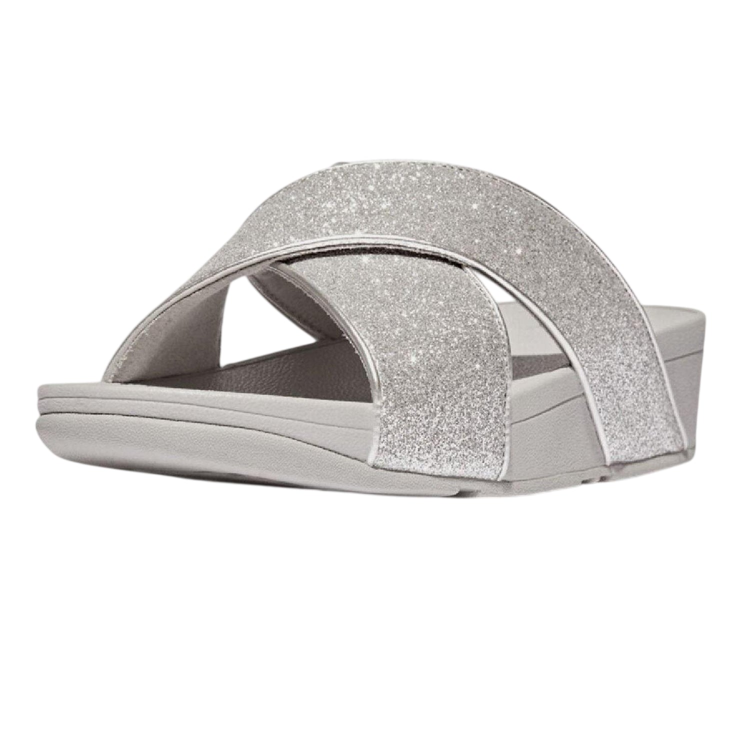 Silver - Front - FitFlop Womens-Ladies Glitterdust Cross Strap Sandals