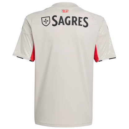 Beige - Back - Adidas Childrens-Kids 25-26 SL Benfica Away Jersey