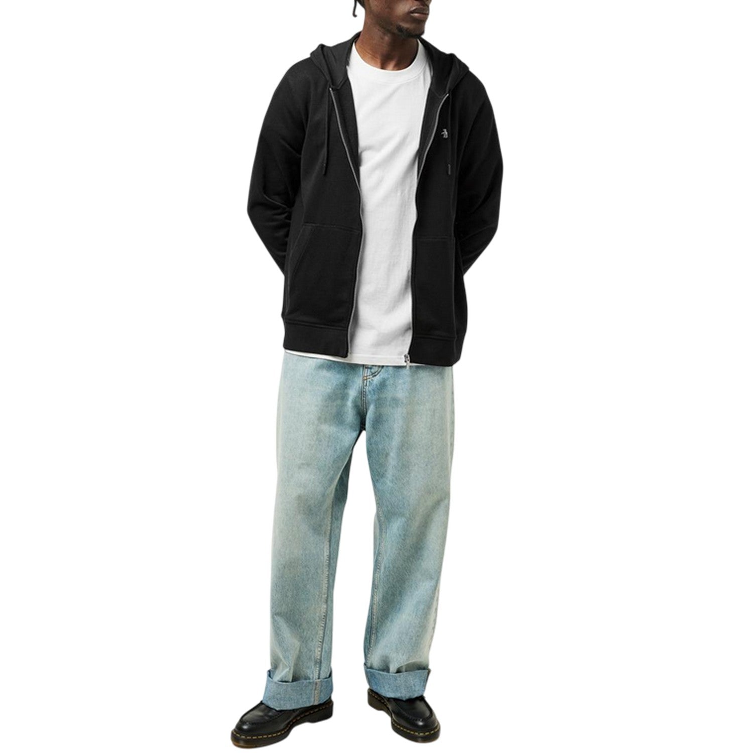 True Black - Lifestyle - Original Penguin Mens Cotton Long-Sleeved Full Zip Hoodie