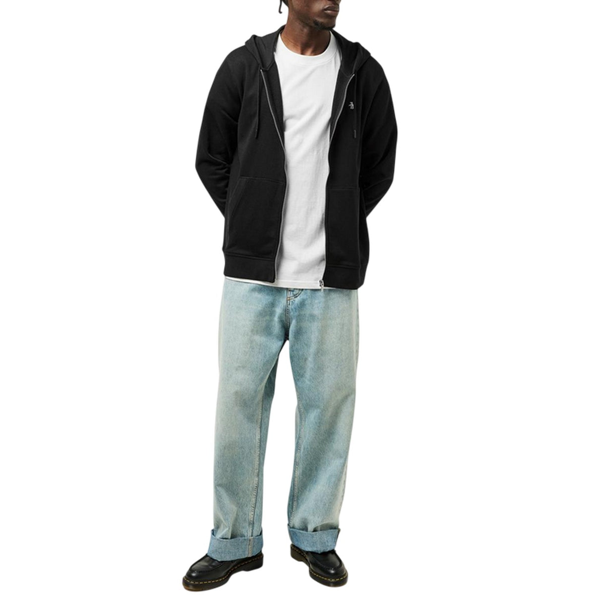 True Black - Lifestyle - Original Penguin Mens Cotton Long-Sleeved Full Zip Hoodie