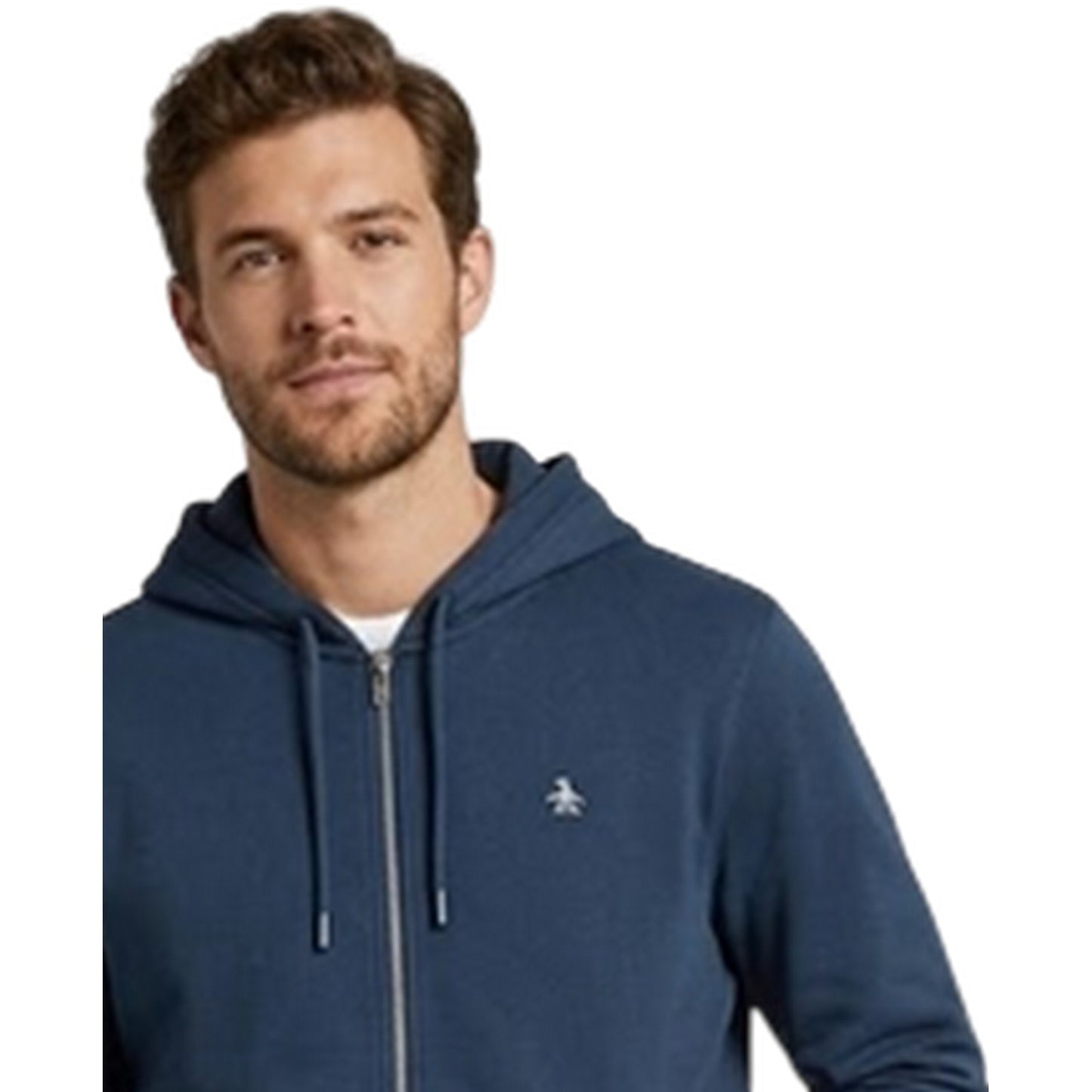 Yale Blue - Side - Original Penguin Mens Cotton Long-Sleeved Full Zip Hoodie