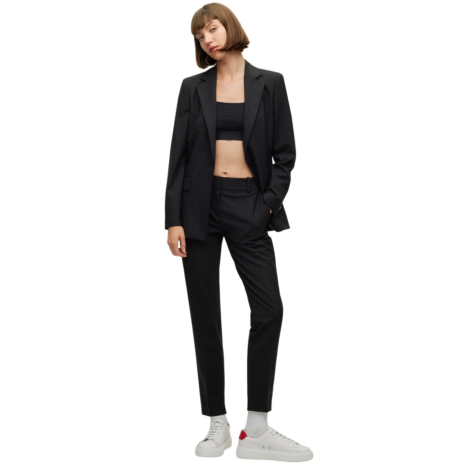 Black - Pack Shot - Hugo Womens-Ladies Hetana Straight Trousers