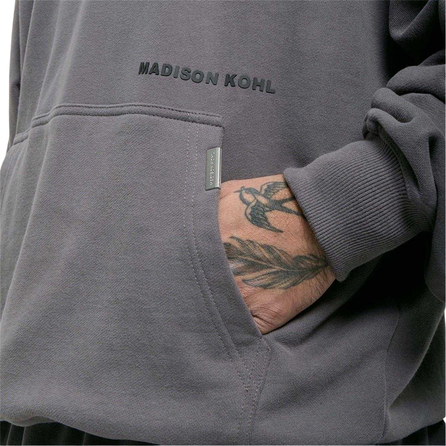 Grey - Side - Madison Kohl Mens Core Hoodie