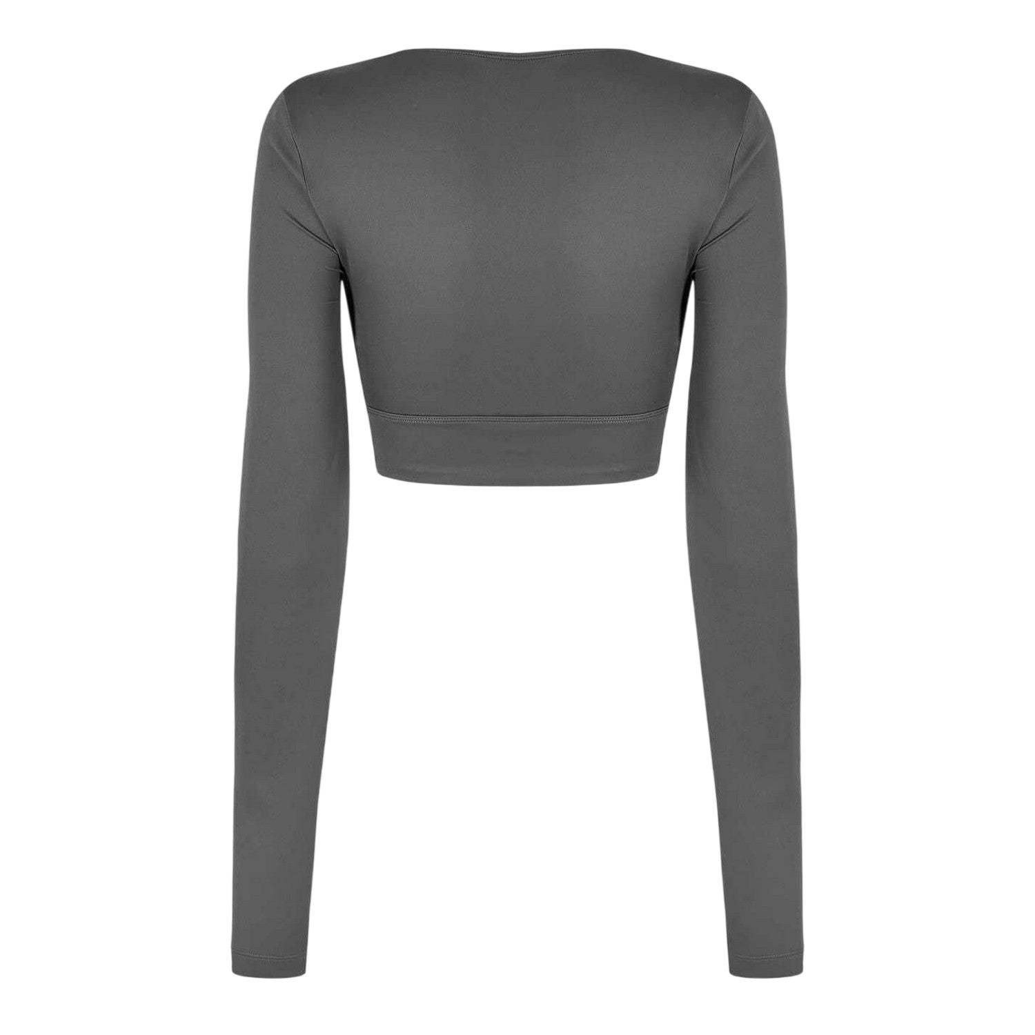 Shark Grey - Back - USA Pro Womens-Ladies Ruched Long-Sleeved Crop Top