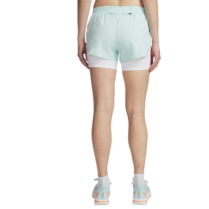 Mint - Back - Under Armour Womens-Ladies Pro 2 in 1 Running Shorts