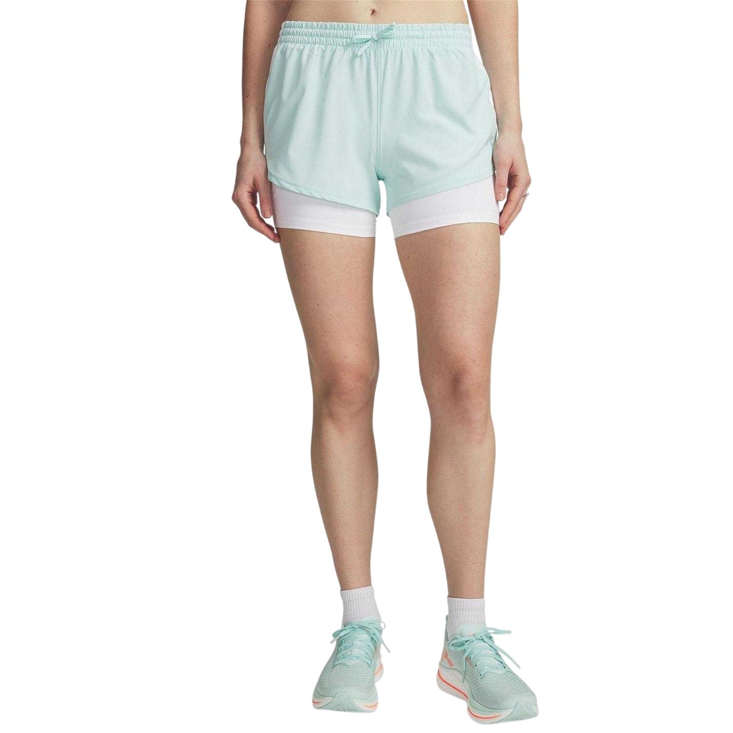Mint - Front - Under Armour Womens-Ladies Pro 2 in 1 Running Shorts