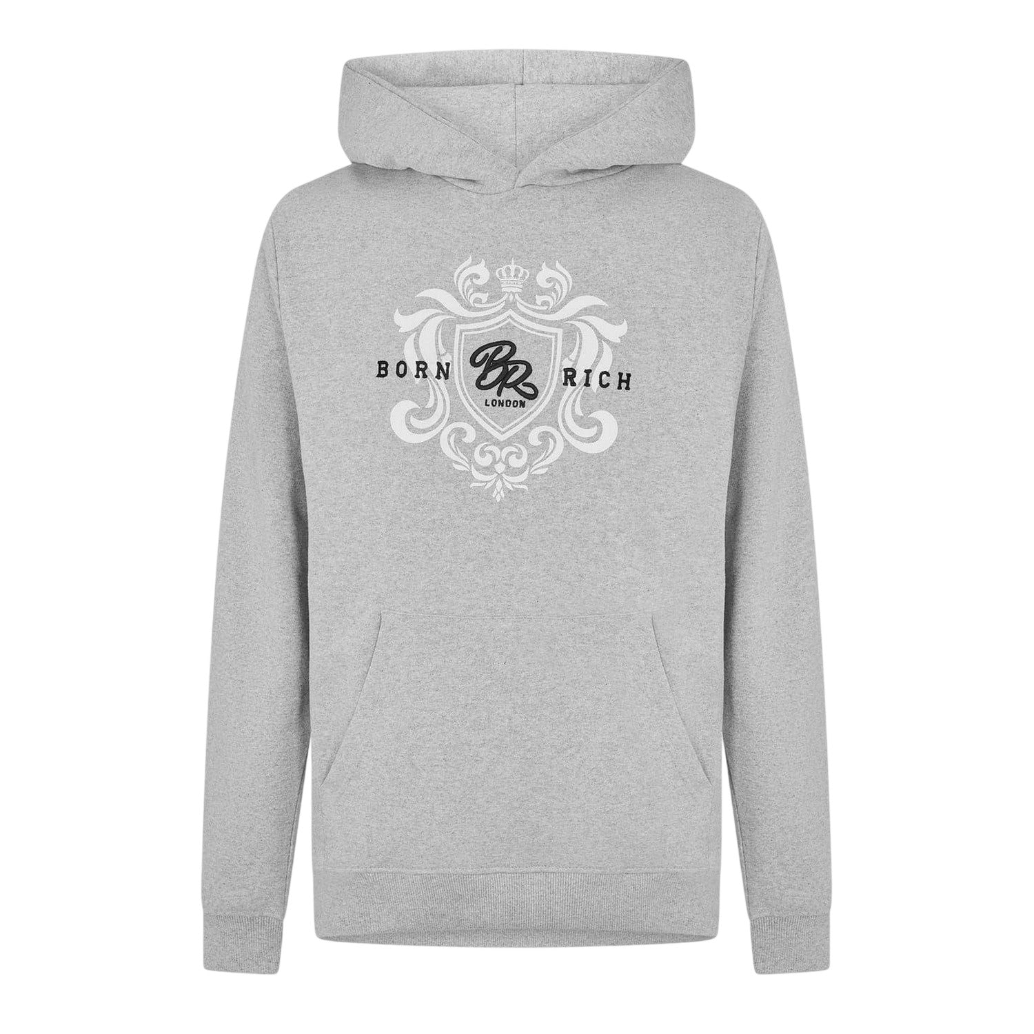 Grey - Front - Born Rich Mens Jairo Hoodie